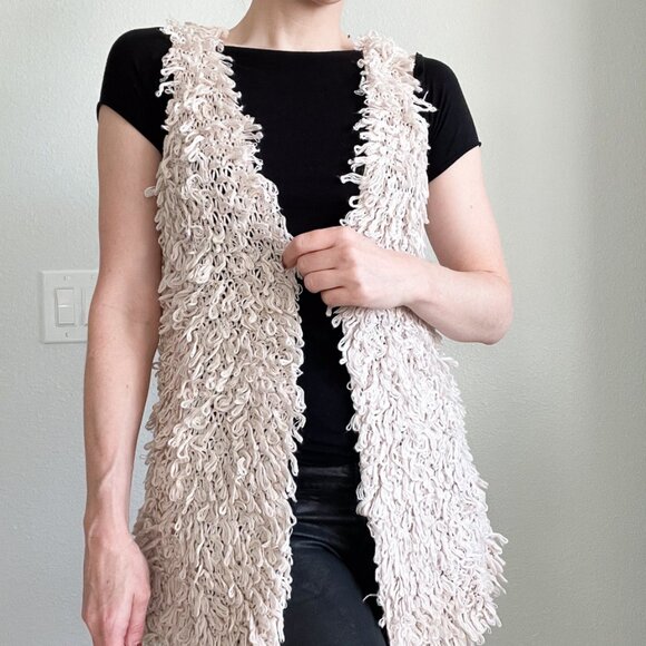 Twg Light Pink Vintage Boho Looped Crochet Sweater Vest – XS – Y2K Cozy Vibes - Picture 2 of 10